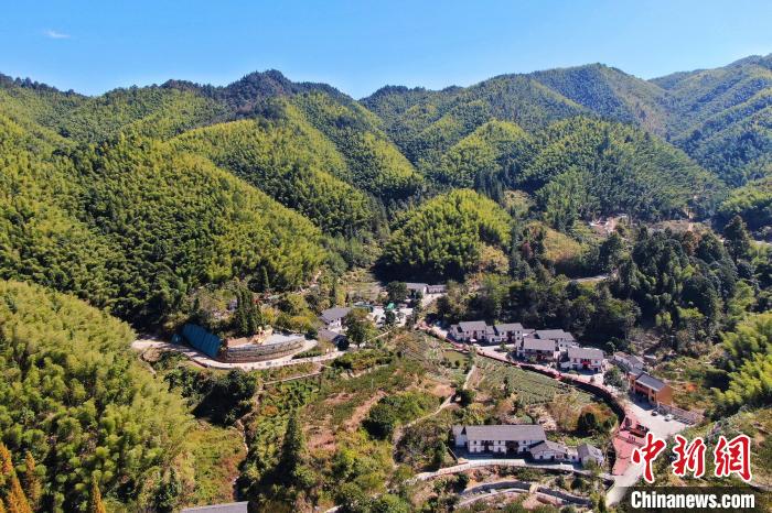 航拍江西井岡山市神山村，青山環(huán)繞，風(fēng)景秀美。　劉力鑫 攝