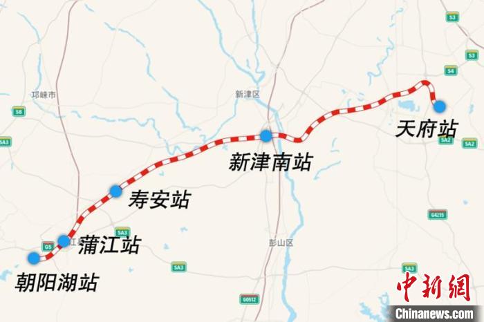 成都鐵路樞紐天府至朝陽湖段線路圖。　國鐵集團供圖
