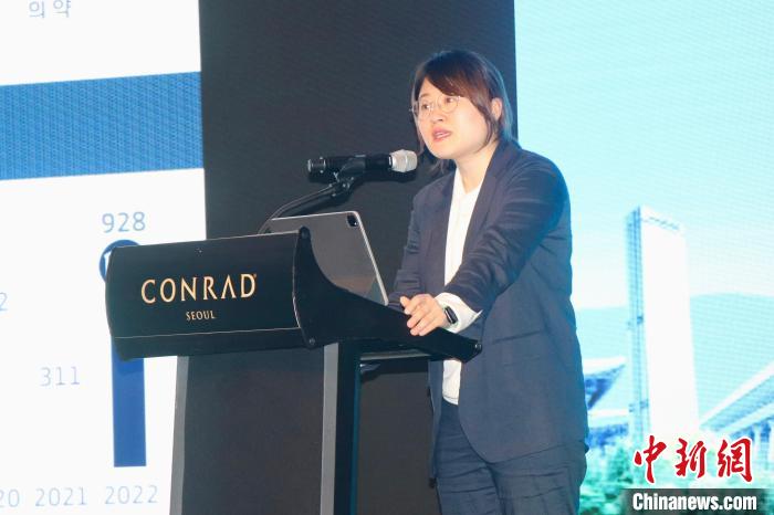 韓國大韓貿易投資振興公社外國投資監察辦公室科長樸金蘭致辭。　萬佳欣 攝