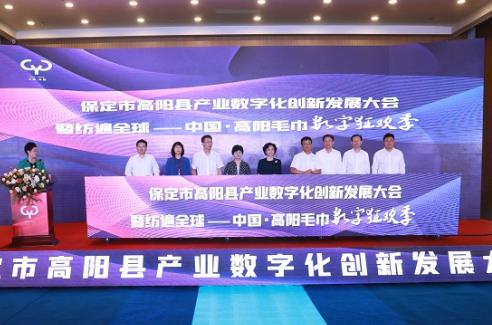 高陽縣產業數字化創新發展大會暨毛巾數字狂歡季啟動。班靜怡攝