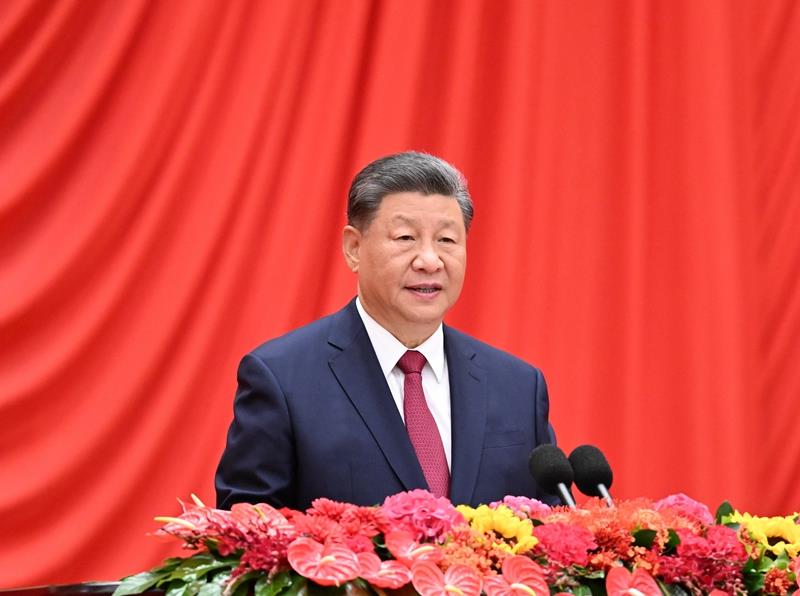 △2024年9月30日，慶祝中華人民共和國成立75周年招待會在北京人民大會堂隆重舉行。習近平總書記出席招待會并發表重要講話。