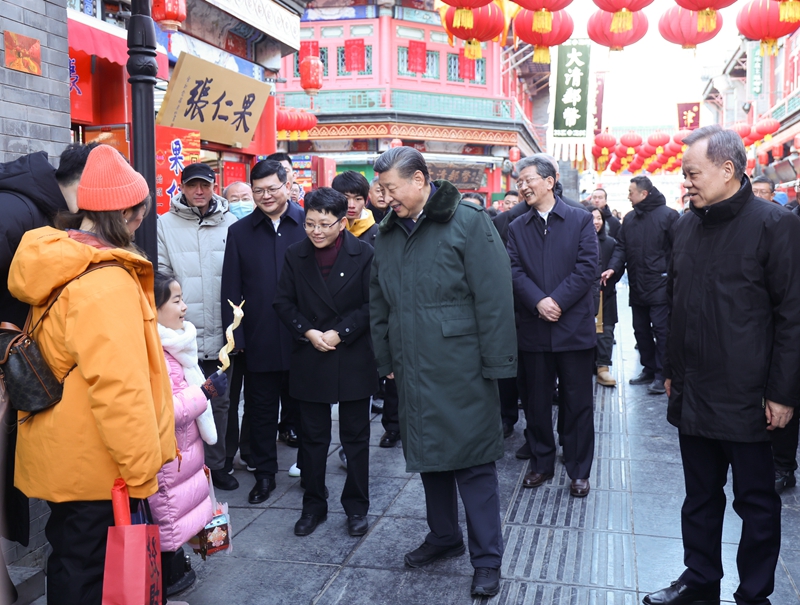 2024年2月1日，習近平總書記在天津古文化街考察。