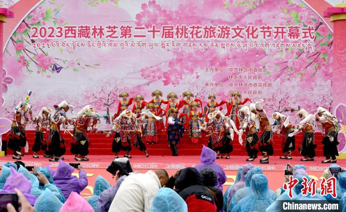 3月28日，西藏林芝第二十屆桃花旅游文化節開幕式上的文藝表演?！±盍?攝